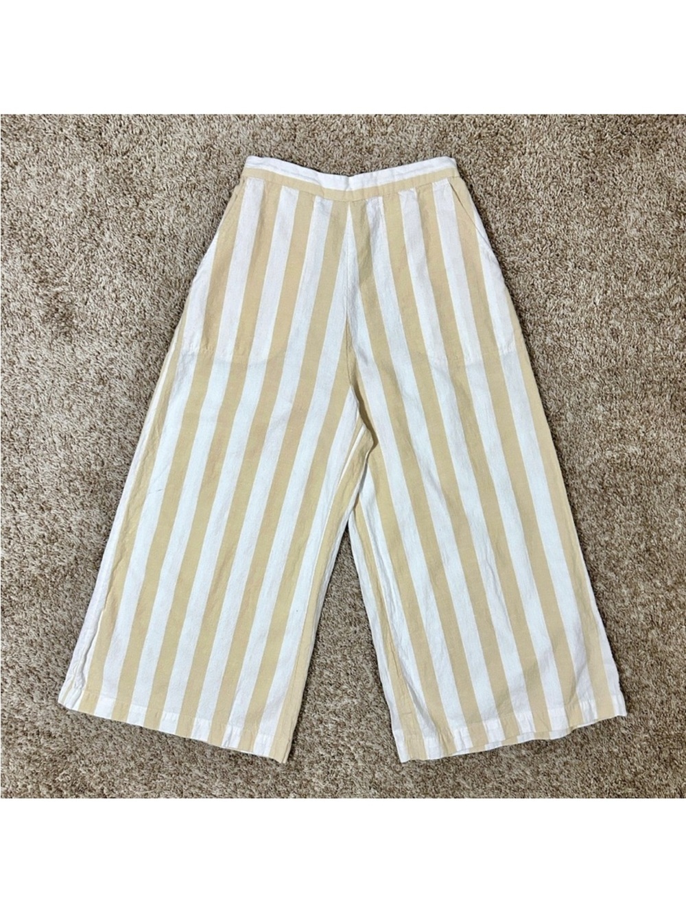 Billabong Kids Wide-Leg Striped Pants in Cream and White